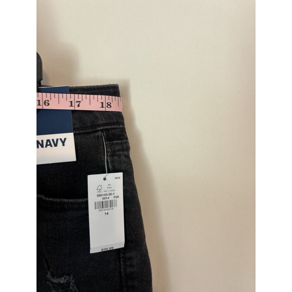 Old Navy Denim Shorts 14 Black Cut Off High Rise Pockets New - Picture 5 of 8